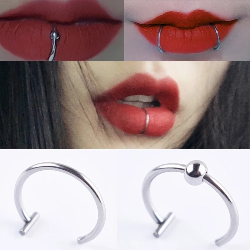 New Punk Titanium Steel Lip Piercings  (Cuff Clip)
