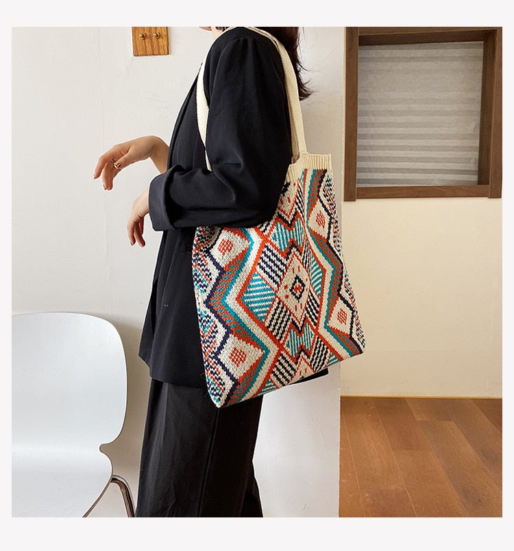 Women's Gypsy Bohemian Chic Aztec Tote Bag