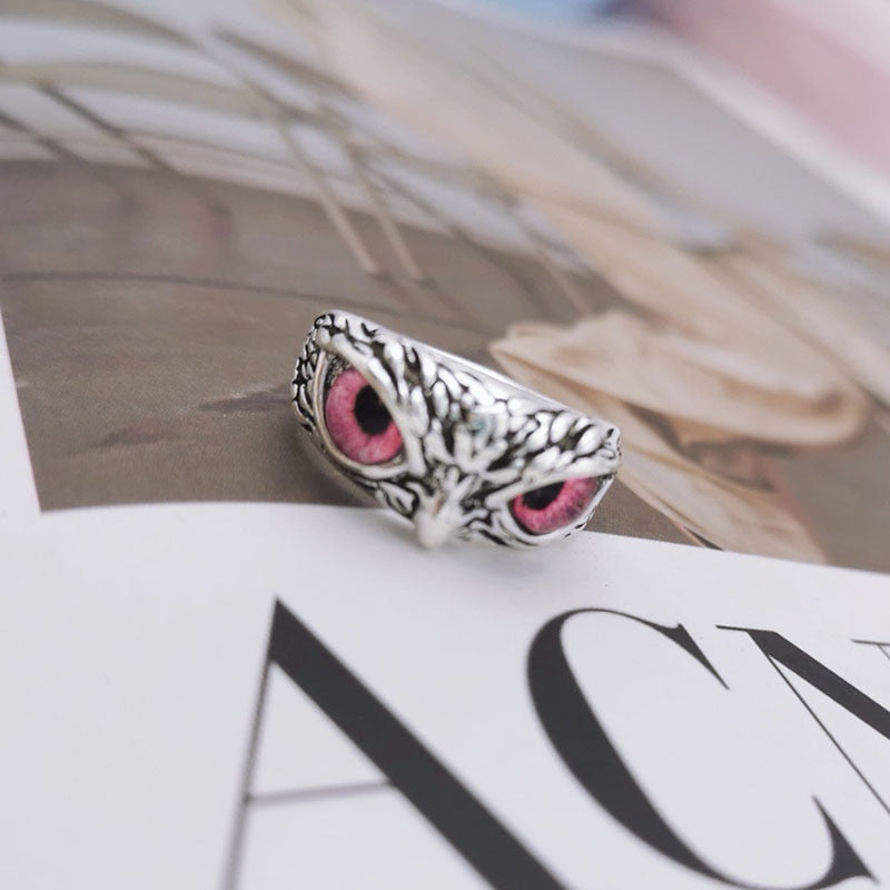 NEW  Resizable Retro Style Owl Ring With Multicolor Eyes