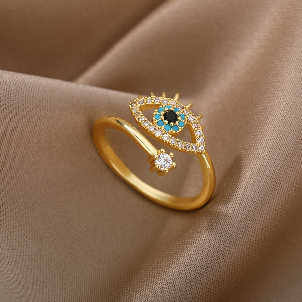 Women's Trendy Turkish Style Evil Eye Rings