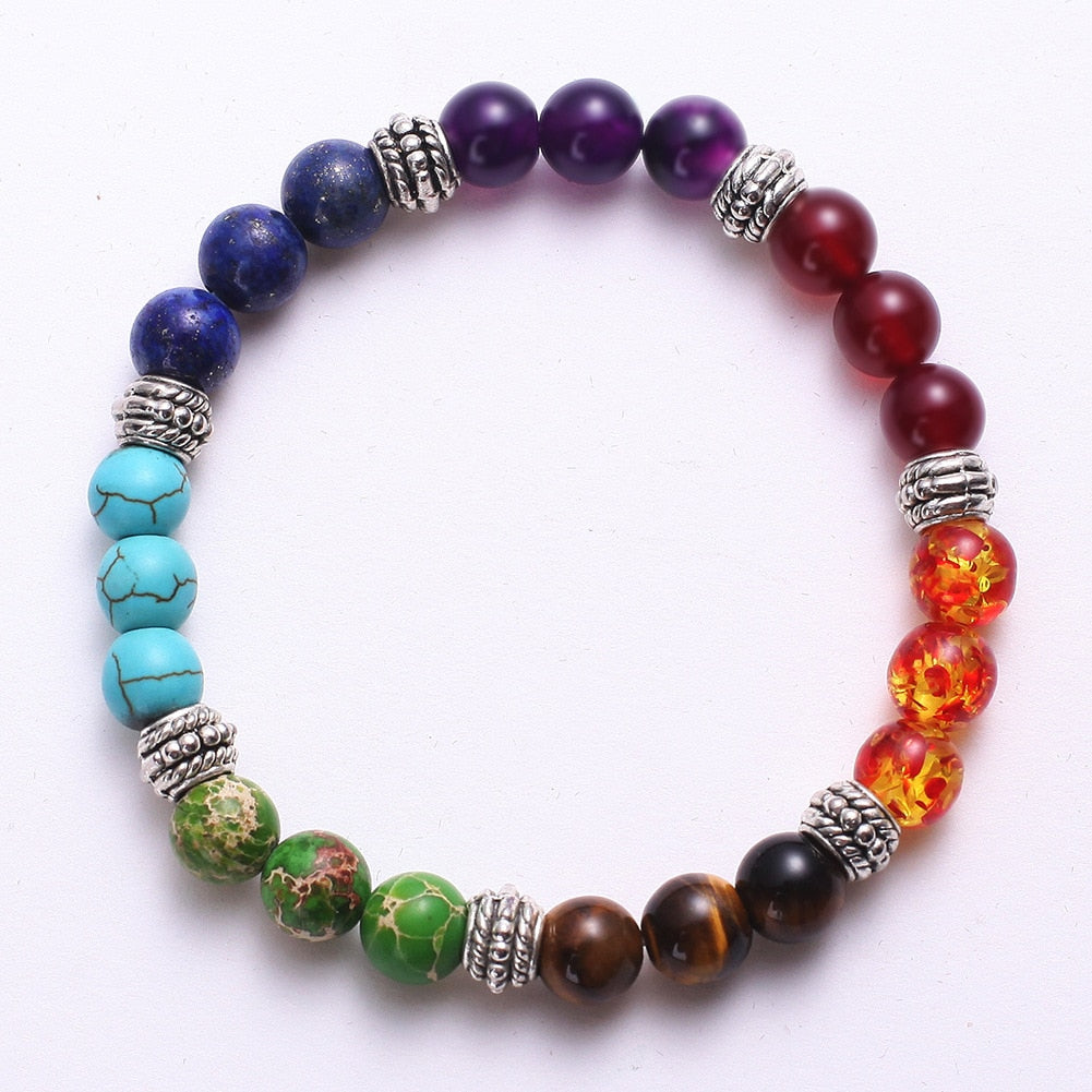 Women's Stone Healing Chakra Pray Mala Bracelet