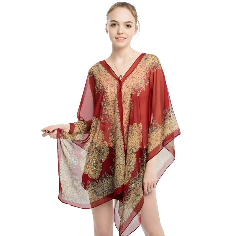 Women's Trendy Printed Poncho Scarfs