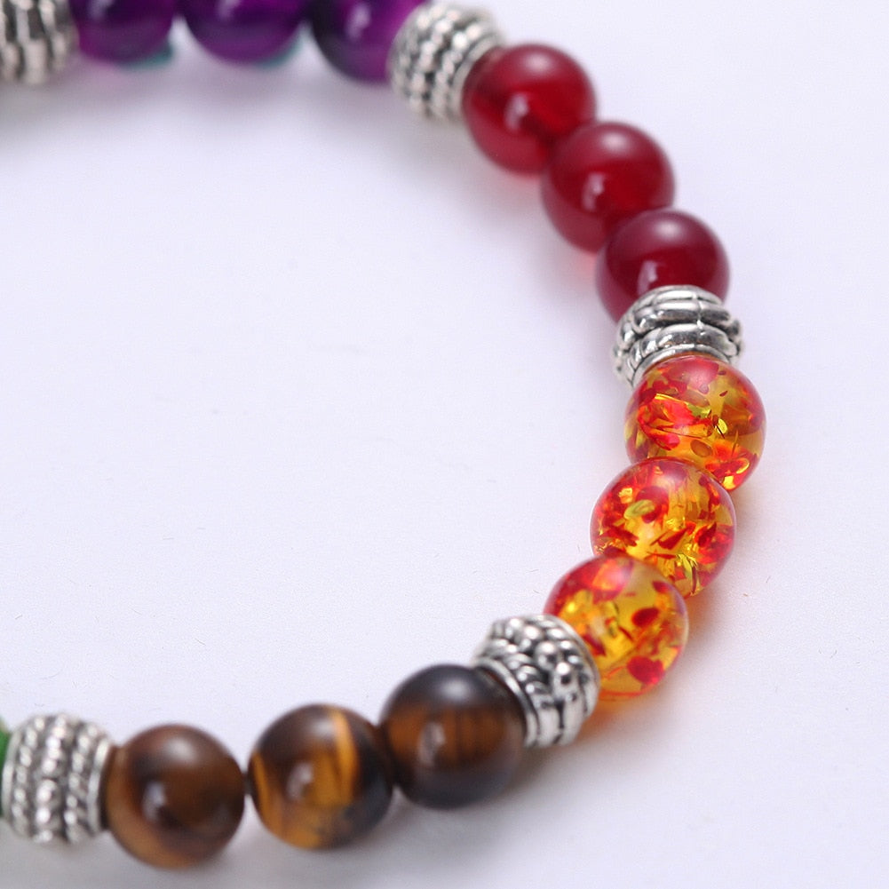 Women's Stone Healing Chakra Pray Mala Bracelet