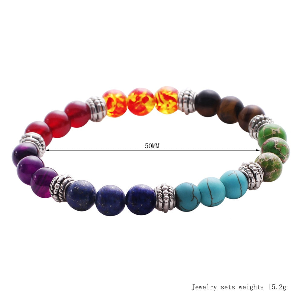 Women's Stone Healing Chakra Pray Mala Bracelet
