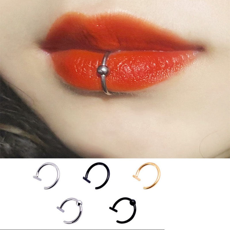 New Punk Titanium Steel Lip Piercings  (Cuff Clip)