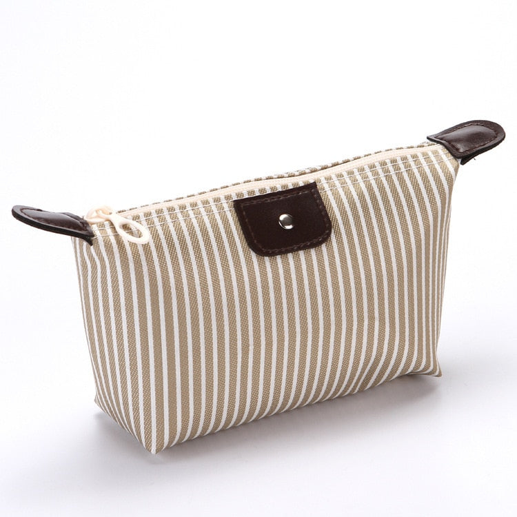 "New" Women Striped Travel Cosmetic Purse
