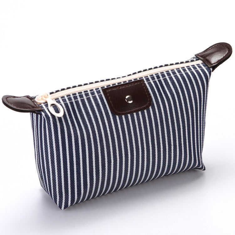 "New" Women Striped Travel Cosmetic Purse