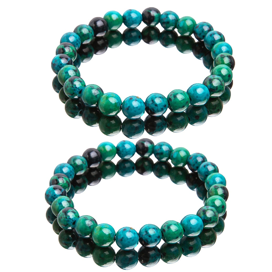 Women's Natural Malachite Stone Beads Bracelet