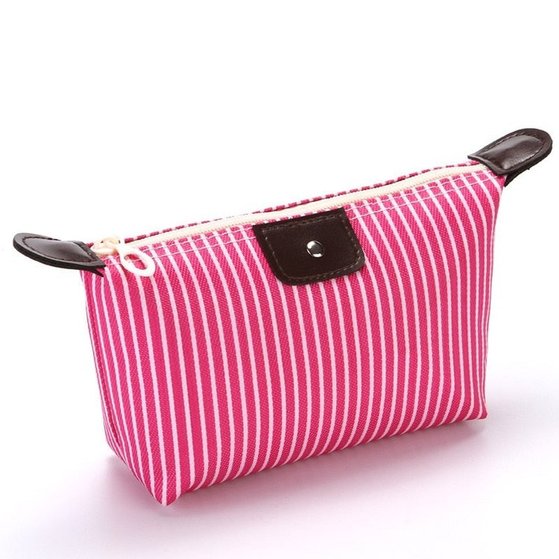 "New" Women Striped Travel Cosmetic Purse