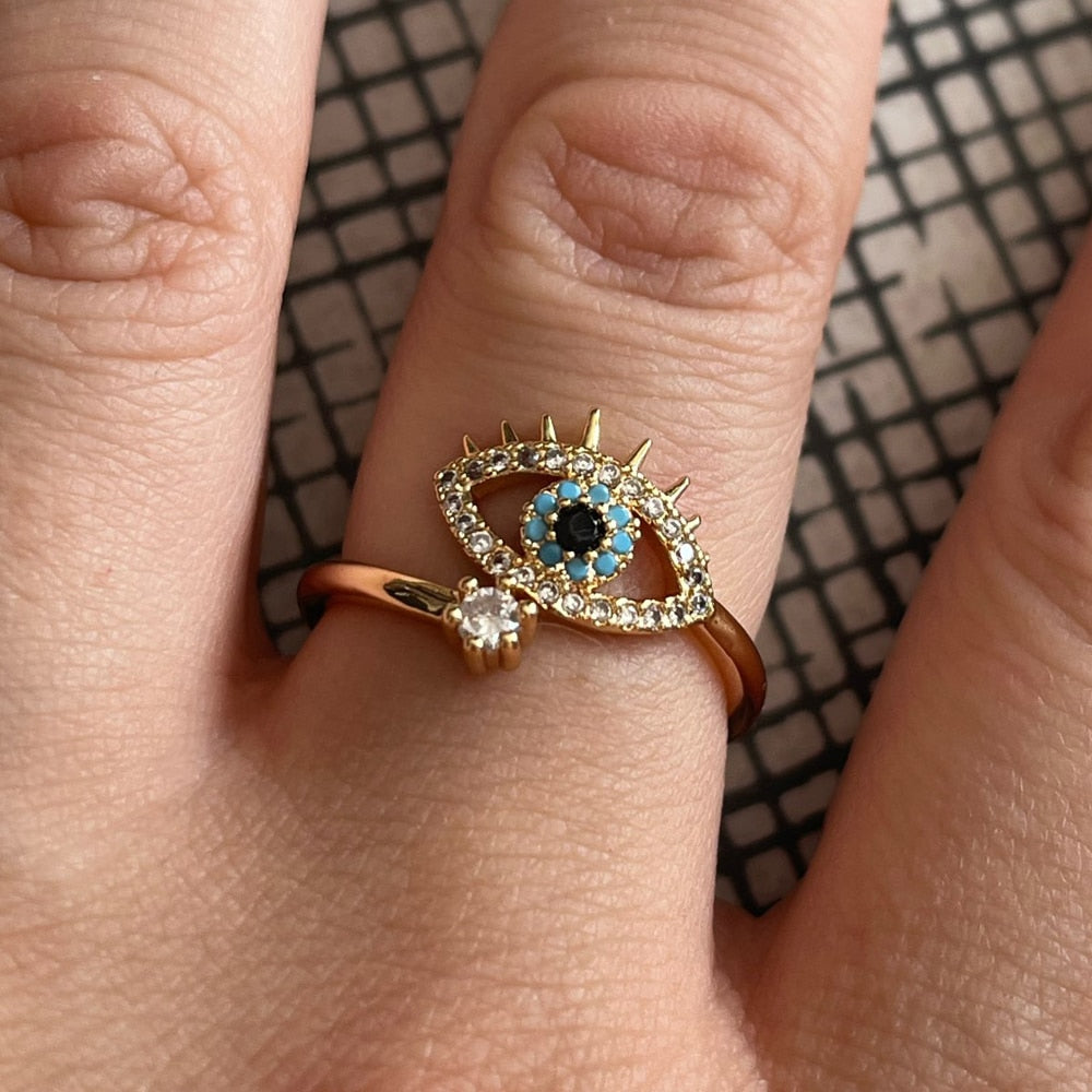 Women's Trendy Turkish Style Evil Eye Rings