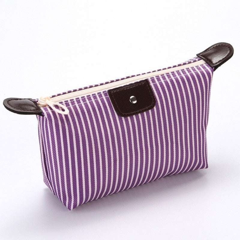 "New" Women Striped Travel Cosmetic Purse