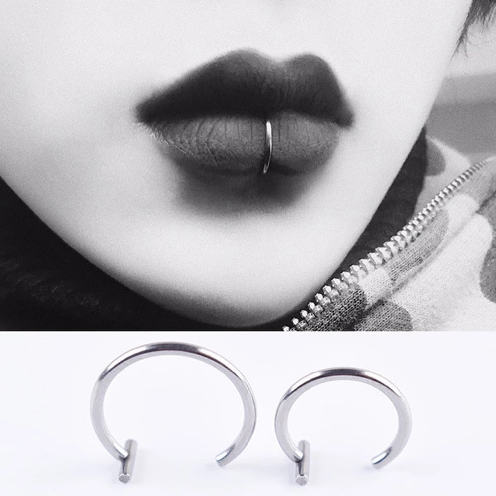 New Punk Titanium Steel Lip Piercings  (Cuff Clip)