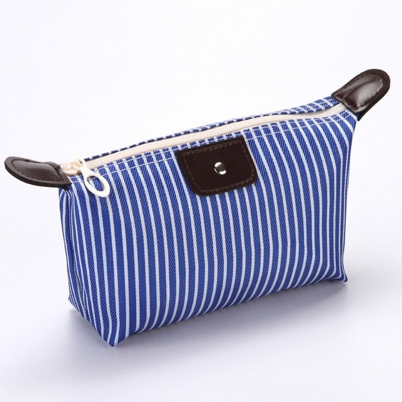 "New" Women Striped Travel Cosmetic Purse