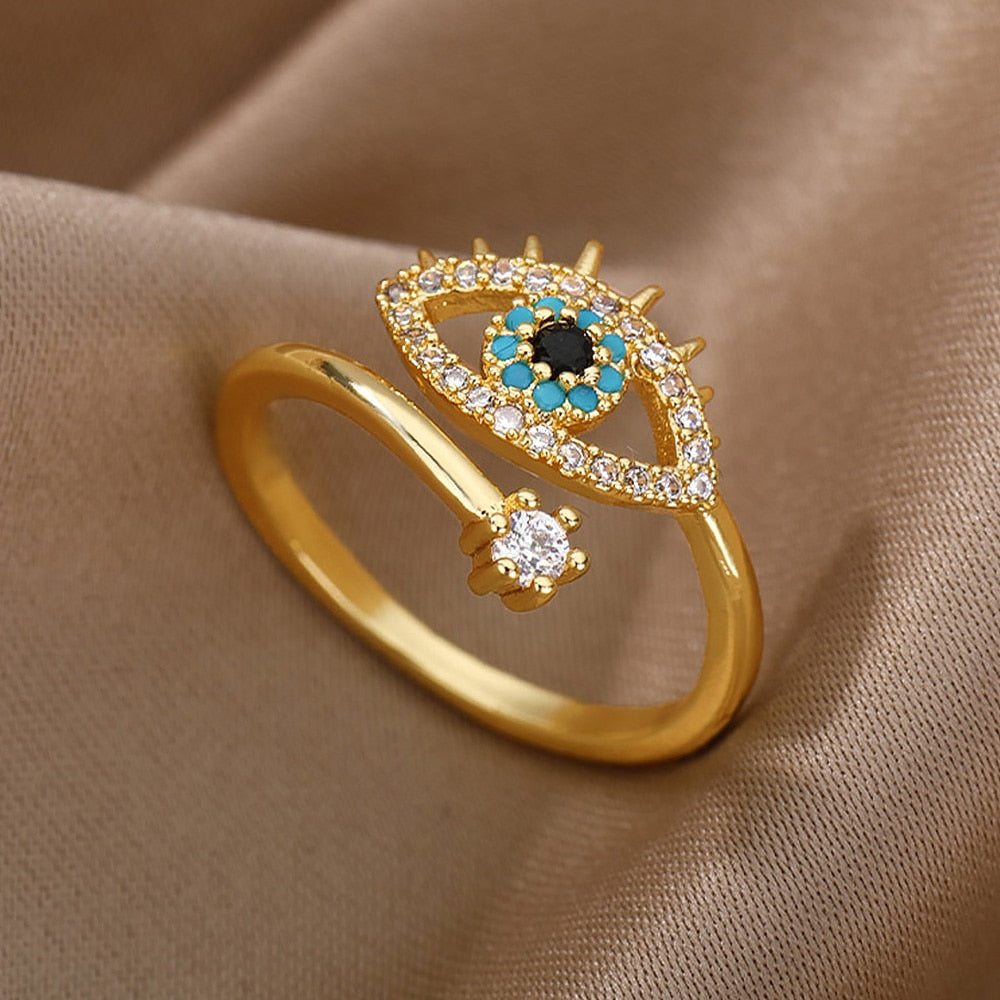 Women's Trendy Turkish Style Evil Eye Rings