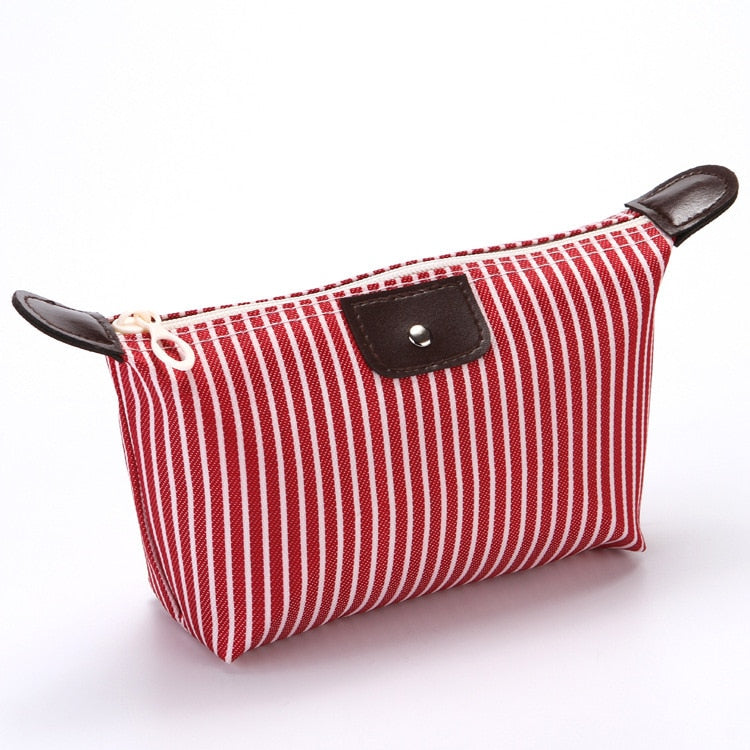 "New" Women Striped Travel Cosmetic Purse