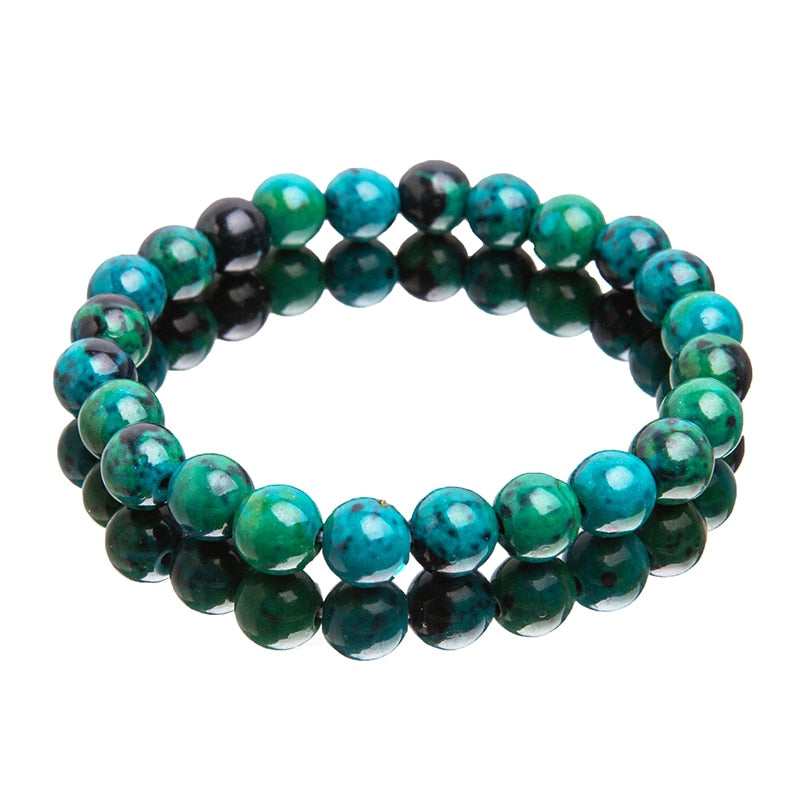 Women's Natural Malachite Stone Beads Bracelet
