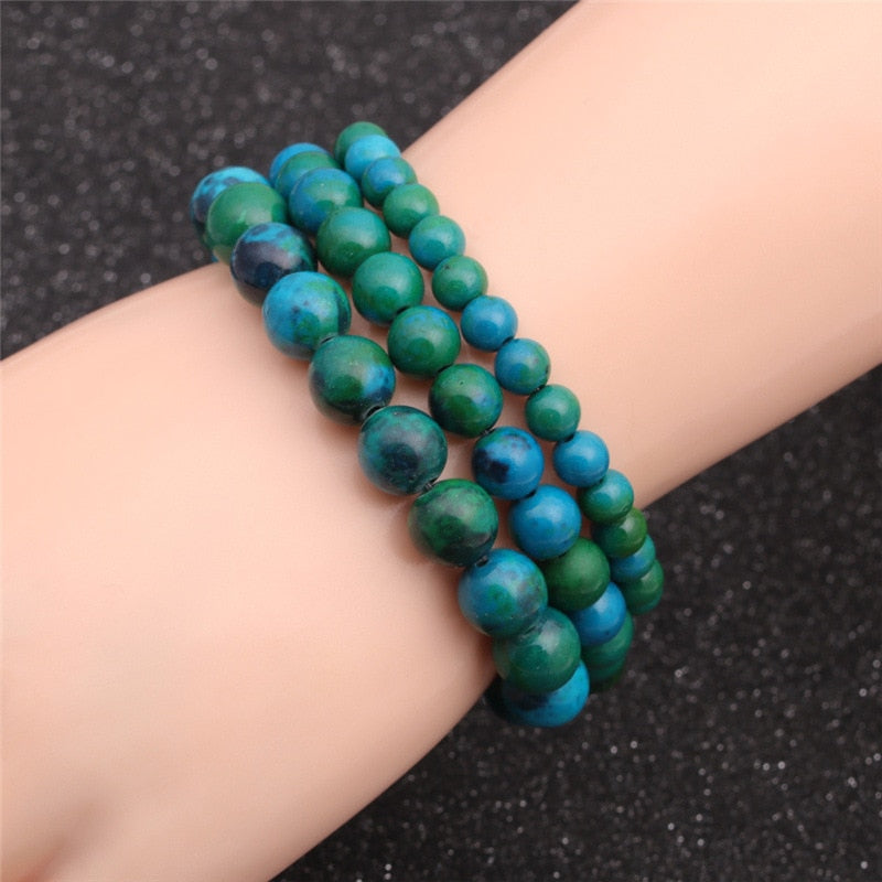 Women's Natural Malachite Stone Beads Bracelet